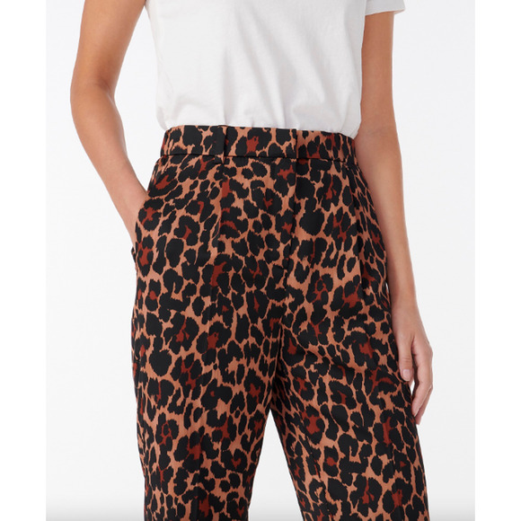 NWT J. Crew Leopard High Rise Trouser Pants Size 4 - Picture 4 of 5
